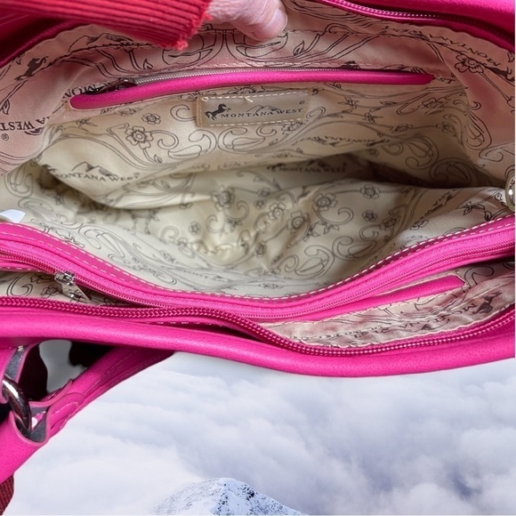 Nwot Montana West Tooled Concealed Handgun Studded Satchel Purse Pink - Picture 15 of 15